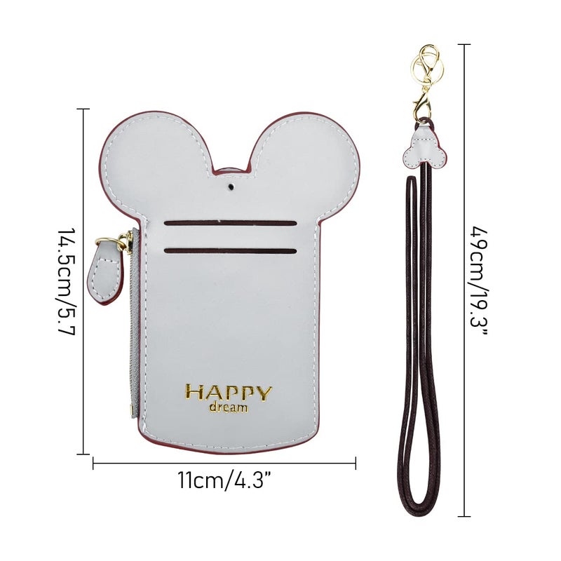 BUUFAN Chic Cute Travel PU Leather Student ID Card Holder Lanyard Neck Pouch Bag With Coin Wallet Purse for Students Women Kids Teens Girls (Blue) - Image 2